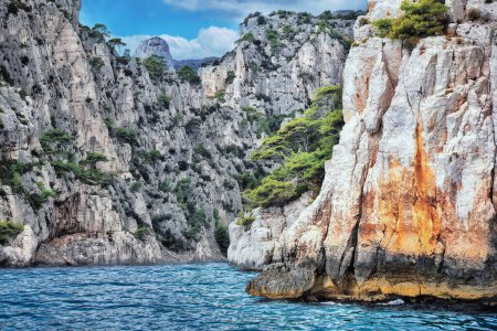 View of the entrance to a calanque. Calanques Regional Park, Marseille, France