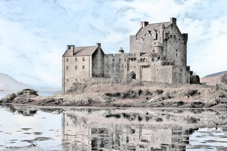 Foto de Dibujo del Castillo de Eilean Donan, Escocia. - Imagen libre de derechos