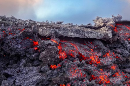 Volcanic eruption of fissures in the Holuhraun lava field, part of the Bardarbunga volcanic system. Highlands, Iceland
