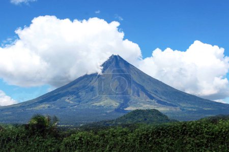 Mayon, also known as Mount Mayon and Mayon Volcano, is an active stratovolcano located in the province of Albay in Bicol, Luzon island, in the Philippines. A popular tourist spot, it is renowned for its "perfect cone" due to its symmetrical conical.