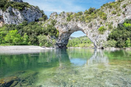 The Pont d'Arc; UNESCO; gave its name to the village of Vallon-Pont-d'Arc in the Ardeche department, The natural rock arch is classified as a Great Site of France.