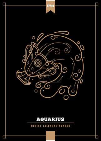 Illustration for Outlined modern zodiacal illustration for Aquarius sign. Vector illustration. - Royalty Free Image