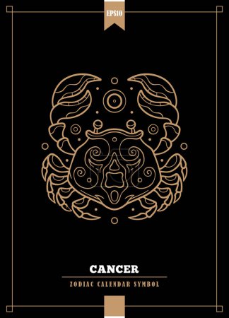 Illustration for Outlined modern zodiacal illustration for Cancer sign. Vector illustration. - Royalty Free Image