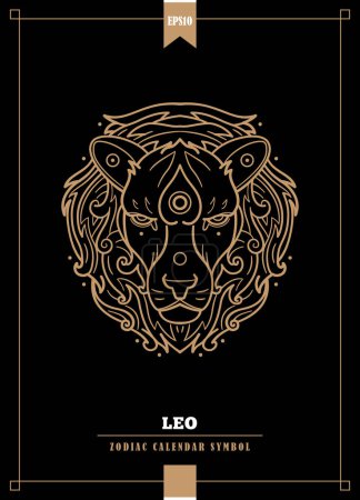 Ilustración de Esbozó la ilustración zodiacal moderna para el signo de Leo. Ilustración vectorial. - Imagen libre de derechos