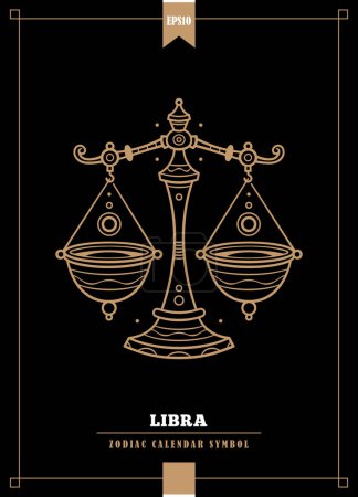 Illustration for Outlined modern zodiacal illustration for Libra sign. Vector illustration. - Royalty Free Image
