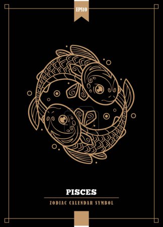 Illustration for Outlined modern zodiacal illustration for Pisces sign. Vector illustration. - Royalty Free Image
