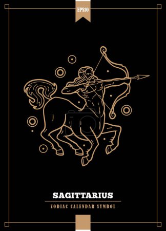 Ilustración de Esbozó la ilustración zodiacal moderna para el signo de Sagitario. Ilustración vectorial. - Imagen libre de derechos