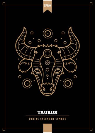 Ilustración de Ilustración zodiacal moderna delineada para el signo de Tauro. Ilustración vectorial. - Imagen libre de derechos