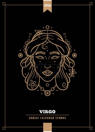 Ilustración de Esbozó la ilustración zodiacal moderna para el signo de Virgo. Ilustración vectorial. - Imagen libre de derechos