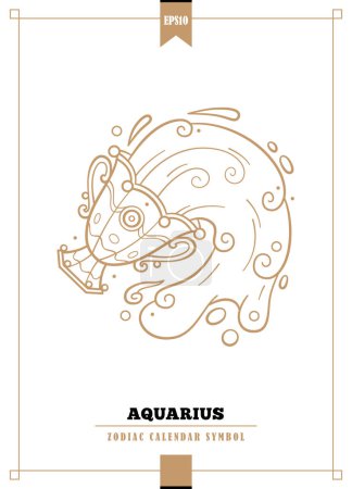 Téléchargez les illustrations : Illustration zodiacale moderne pour signe du Verseau. Illustration vectorielle. - en licence libre de droit