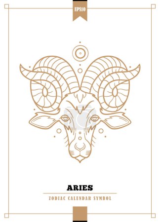 Illustration for Outlined modern zodiacal illustration for Aries sign. Vector illustration. - Royalty Free Image