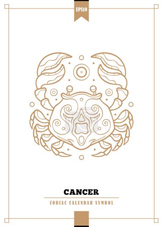 Téléchargez les illustrations : Illustration zodiacale moderne pour signe Cancer. Illustration vectorielle. - en licence libre de droit