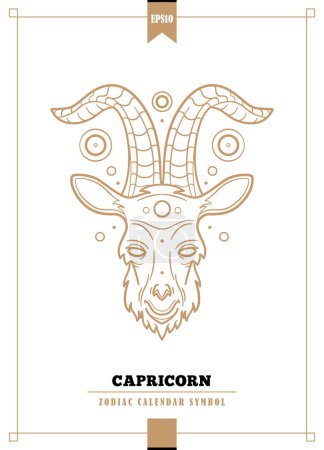 Illustration for Outlined modern zodiacal illustration for Capricorn sign. Vector illustration. - Royalty Free Image
