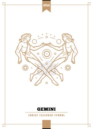 Illustration for Outlined modern zodiacal illustration for Gemini sign. Vector illustration. - Royalty Free Image