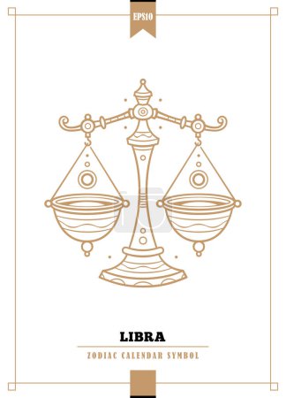 Téléchargez les illustrations : Illustration zodiacale moderne esquissée pour signe Balance. Illustration vectorielle. - en licence libre de droit