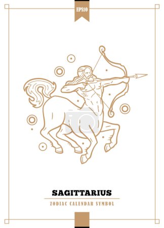 Téléchargez les illustrations : Illustration zodiacale moderne pour signe Sagittaire. Illustration vectorielle. - en licence libre de droit