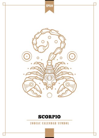 Illustration for Outlined modern zodiacal illustration for Scorpio sign. Vector illustration. - Royalty Free Image