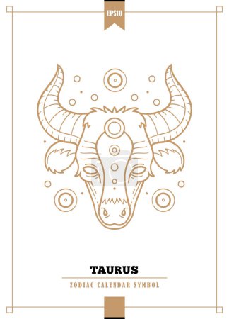 Ilustración de Ilustración zodiacal moderna delineada para el signo de Tauro. Ilustración vectorial. - Imagen libre de derechos
