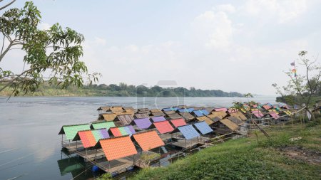 rafts on the Mekong River, Kaeng Khan Sung, Amnat Charoen, Thailand