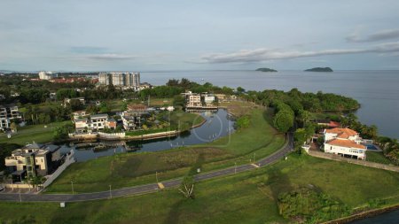 Kota Kinabalu, Malaysia  May 30 2024: The Waterfront Area of Kota Kinabalu City Centre