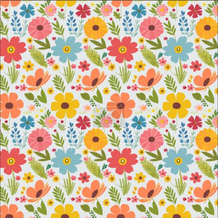 Flower pattern with leaves. Floral bouquets flower compositions. Floral pattern.