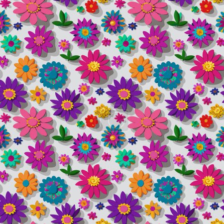 Foto de Diseño de arte de patrón. Patrón de flores con hojas ramos florales composiciones florales. Patrón floral - Imagen libre de derechos