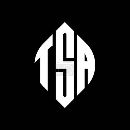 Ilustración de Diseño del logotipo de la letra del círculo TSA con forma de círculo y elipse. TSA elipse letras con estilo tipográfico. Las tres iniciales forman un logotipo circular. TSA Circle Emblema Monograma Abstracto Carta Marca Vector. - Imagen libre de derechos