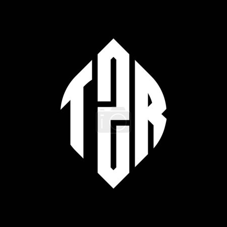 Ilustración de Diseño de logotipo de letra de círculo TZR con forma de círculo y elipse. Letras elipse TZR con estilo tipográfico. Las tres iniciales forman un logotipo circular. TZR Emblema del círculo Monograma abstracto Carta Marca Vector. - Imagen libre de derechos