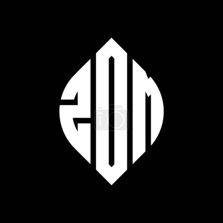 Ilustración de Diseño del logotipo de la letra del círculo ZDM con forma de círculo y elipse. Letras de elipse ZDM con estilo tipográfico. Las tres iniciales forman un logotipo circular. ZDM círculo emblema abstracto monograma carta marca vector. - Imagen libre de derechos