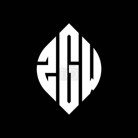 Ilustración de Diseño de logotipo de letra de círculo ZGW con forma de círculo y elipse. Letras de elipse ZGW con estilo tipográfico. Las tres iniciales forman un logotipo circular. ZGW Circle Emblema Monograma abstracto Carta Marca Vector. - Imagen libre de derechos