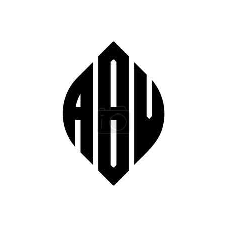 Ilustración de ABV círculo letra logo diseño con forma de círculo y elipse. ABV elipse letras con estilo tipográfico. Las tres iniciales forman un logotipo circular. ABV Circle Emblema Monograma Abstracto Carta Marca Vector. - Imagen libre de derechos