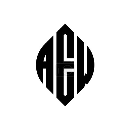 Illustration for AEW circle letter logo design with circle and ellipse shape. AEW ellipse letters with typographic style. The three initials form a circle logo. AEW Circle Emblem Abstract Monogram Letter Mark Vector. - Royalty Free Image