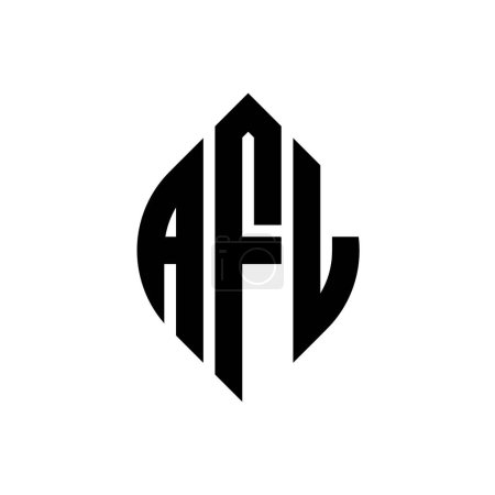 Illustration for AFL circle letter logo design with circle and ellipse shape. AFL ellipse letters with typographic style. The three initials form a circle logo. AFL Circle Emblem Abstract Monogram Letter Mark Vector. - Royalty Free Image