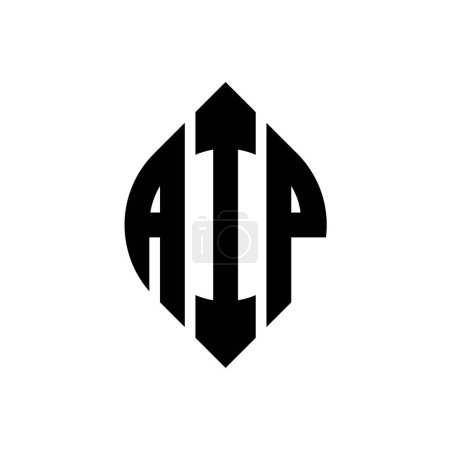 Ilustración de Diseño del logotipo de la letra del círculo AIP con forma de círculo y elipse. AIP elipse letras con estilo tipográfico. Las tres iniciales forman un logotipo circular. AIP Circle Emblema Monograma Abstracto Carta Marca Vector. - Imagen libre de derechos