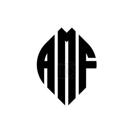 Ilustración de Diseño del logotipo de la letra del círculo AMF con forma de círculo y elipse. Letras elipse AMF con estilo tipográfico. Las tres iniciales forman un logotipo circular. AMF círculo emblema abstracto monograma carta marca vector. - Imagen libre de derechos