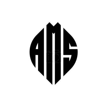 Ilustración de Diseño del logotipo de la letra del círculo AMS con forma de círculo y elipse. AMS elipse letras con estilo tipográfico. Las tres iniciales forman un logotipo circular. AMS Circle Emblema Monograma abstracto Carta Marca Vector. - Imagen libre de derechos