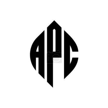 Ilustración de Diseño de logotipo de letra de círculo APC con forma de círculo y elipse. APC elipse letras con estilo tipográfico. Las tres iniciales forman un logotipo circular. APC Circle Emblema Monograma Abstracto Carta Marca Vector. - Imagen libre de derechos