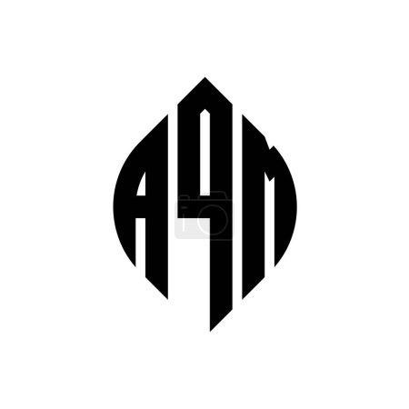 Ilustración de Diseño del logotipo de la letra del círculo AQM con forma de círculo y elipse. AQM elipse letras con estilo tipográfico. Las tres iniciales forman un logotipo circular. AQM Circle Emblema Abstracto Monograma Carta Marca Vector. - Imagen libre de derechos