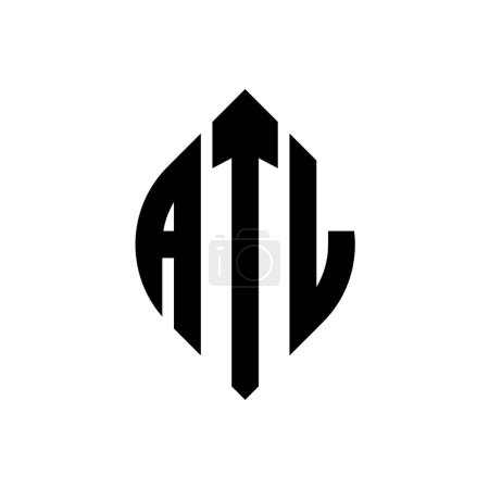 ATL cercle lettre logo design avec cercle et ellipse forme. Lettres à ellipse ATL avec style typographique. Les trois initiales forment un logo circulaire. ATL Circle Emblème Résumé Lettre monogramme Mark Vector.