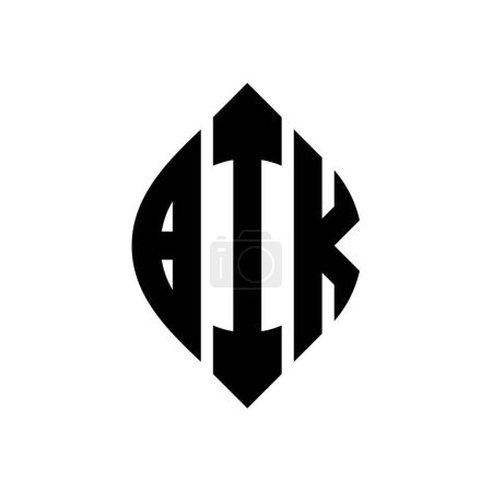 Ilustración de Diseño de logotipo de letra círculo BIK con forma de círculo y elipse. BIK elipse letras con estilo tipográfico. Las tres iniciales forman un logotipo circular. Bik círculo emblema abstracto monograma carta marca vector. - Imagen libre de derechos
