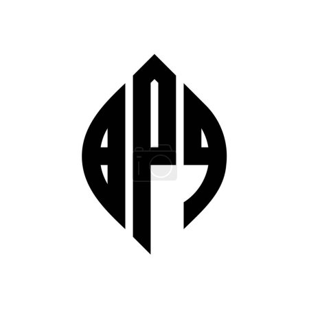 Ilustración de Diseño del logotipo de la letra círculo BPQ con forma de círculo y elipse. BPQ elipse letras con estilo tipográfico. Las tres iniciales forman un logotipo circular. BPQ círculo emblema abstracto monograma carta marca vector. - Imagen libre de derechos