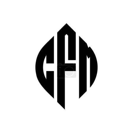 Illustration for CFM circle letter logo design with circle and ellipse shape. CFM ellipse letters with typographic style. The three initials form a circle logo. CFM Circle Emblem Abstract Monogram Letter Mark Vector. - Royalty Free Image