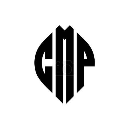 Ilustración de CMP círculo letra logo diseño con forma de círculo y elipse. CMP elipse letras con estilo tipográfico. Las tres iniciales forman un logotipo circular. CMP círculo emblema abstracto monograma carta marca vector. - Imagen libre de derechos