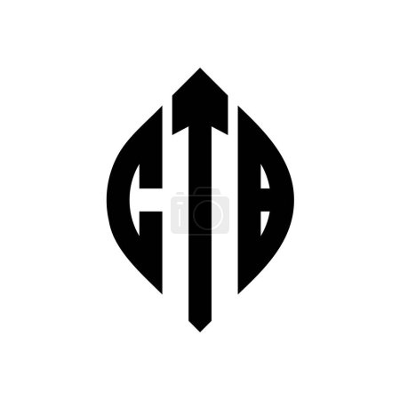 Ilustración de Diseño del logotipo de la letra del círculo CTB con forma de círculo y elipse. Letras de elipse CTB con estilo tipográfico. Las tres iniciales forman un logotipo circular. CTB emblema círculo abstracto monograma carta marca vector. - Imagen libre de derechos
