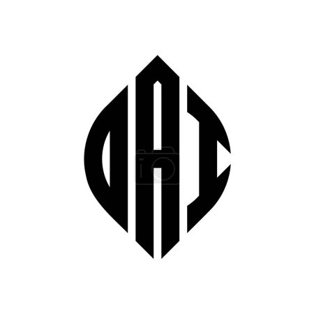 Diseño del logotipo de la letra del círculo DAI con forma de círculo y elipse. DAI elipse letras con estilo tipográfico. Las tres iniciales forman un logotipo circular. DAI círculo emblema abstracto monograma carta marca vector.