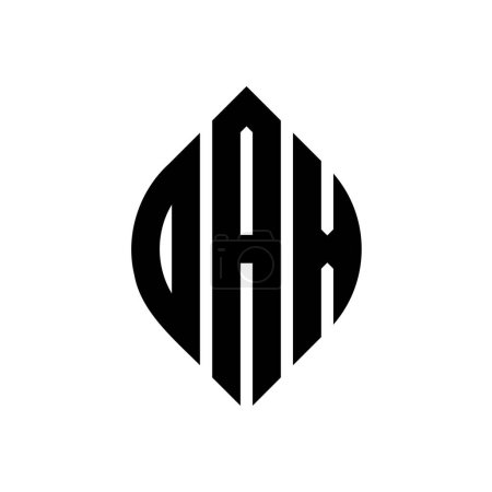 Ilustración de Diseño de logotipo de letra círculo DAX con forma de círculo y elipse. DAX elipse letras con estilo tipográfico. Las tres iniciales forman un logotipo circular. DAX círculo emblema abstracto monograma carta marca vector. - Imagen libre de derechos