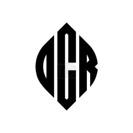 Ilustración de Diseño de logotipo de letra de círculo DCR con forma de círculo y elipse. Letras elipse DCR con estilo tipográfico. Las tres iniciales forman un logotipo circular. DCR círculo emblema abstracto monograma carta marca vector. - Imagen libre de derechos