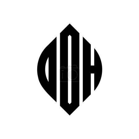 Ilustración de Diseño de logotipo de letra círculo DOH con forma de círculo y elipse. DOH elipse letras con estilo tipográfico. Las tres iniciales forman un logotipo circular. DOH círculo emblema abstracto monograma carta marca vector. - Imagen libre de derechos