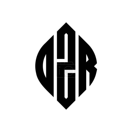 Ilustración de Diseño de logotipo de letra de círculo DZR con forma de círculo y elipse. Letras de elipse DZR con estilo tipográfico. Las tres iniciales forman un logotipo circular. DZR Circle Emblema Monograma abstracto Carta Marca Vector. - Imagen libre de derechos