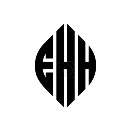 Ilustración de Diseño de logotipo de letra de círculo EHH con forma de círculo y elipse. EHH elipse letras con estilo tipográfico. Las tres iniciales forman un logotipo circular. EHH Circle Emblema Monograma Abstracto Carta Marca Vector. - Imagen libre de derechos